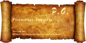 Pozsonyi Ompoly névjegykártya